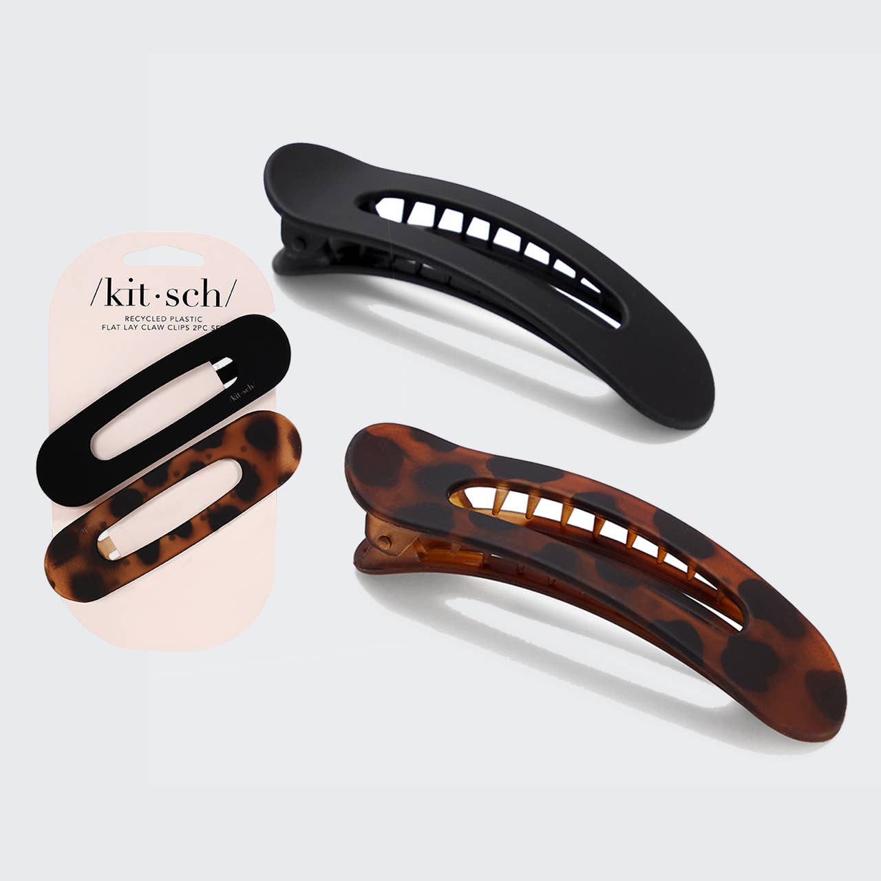 Flat Lay Claw Clip 2pc - Black & Tort