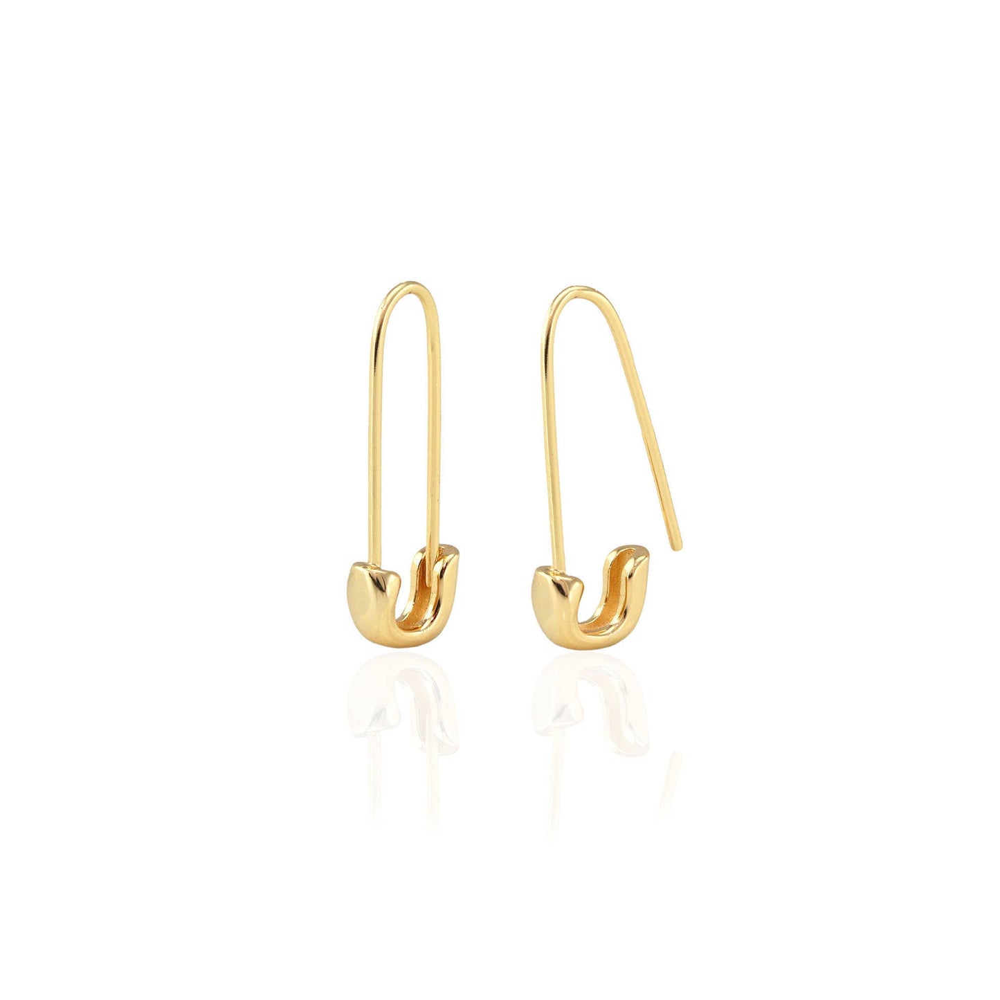 Earrings - Safety Pin Hoop Earrings 18K Gold Vermeil