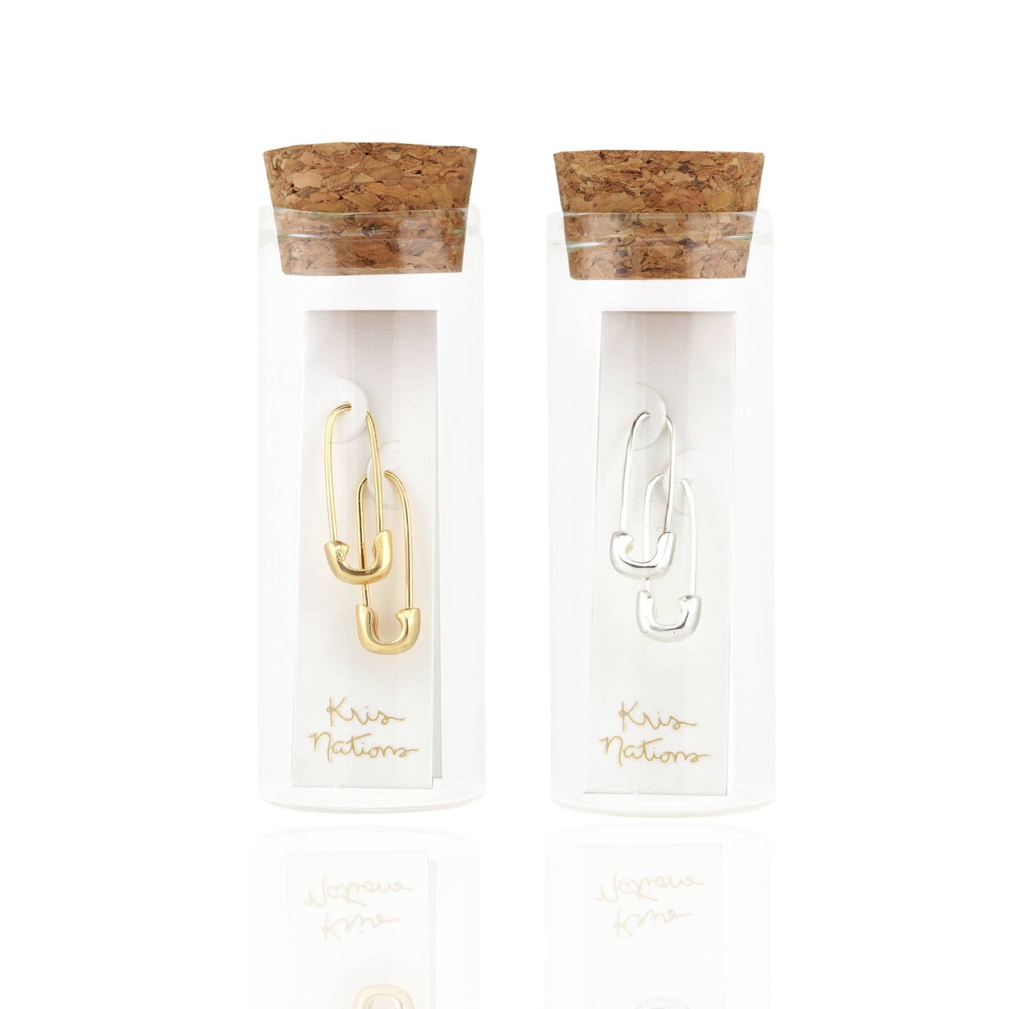 Earrings - Safety Pin Hoop Earrings 18K Gold Vermeil