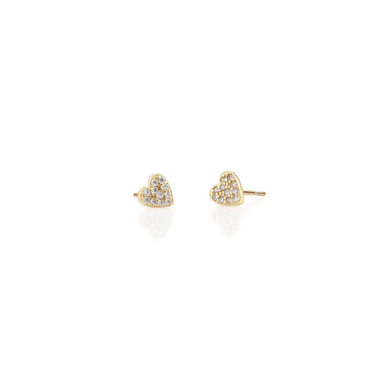 Earrings - Heart Crystal Stud Earrings 18K Gold Vermeil |