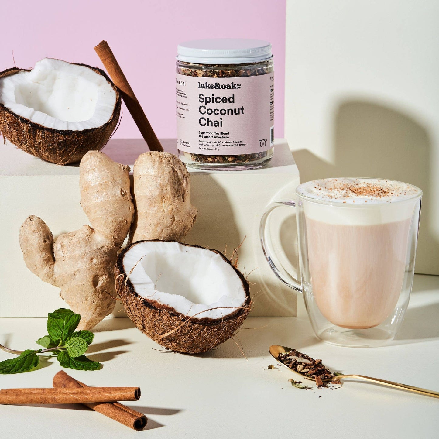Spiced Coconut Chai - Superfood Tea Blend: Pyramid Tea Bags - Retail Canister