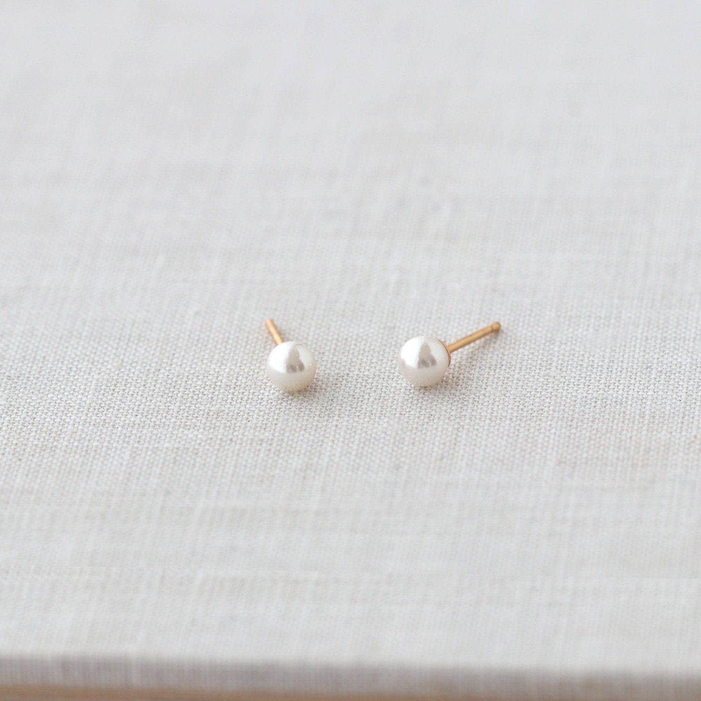 Earrings - Pearl Stud Earrings 18K Gold Vermeil 3mm