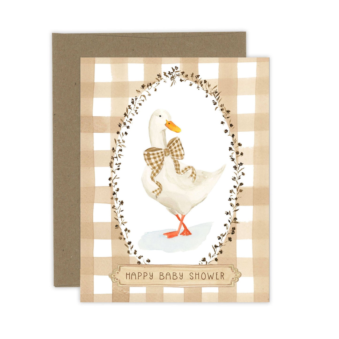 Plaid Baby Shower Card | Goose Card: White