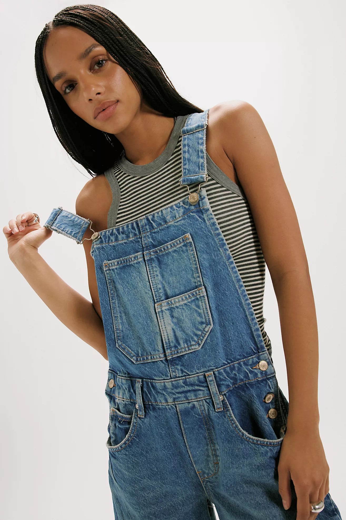 Free People Good Luck Barrel Overalls