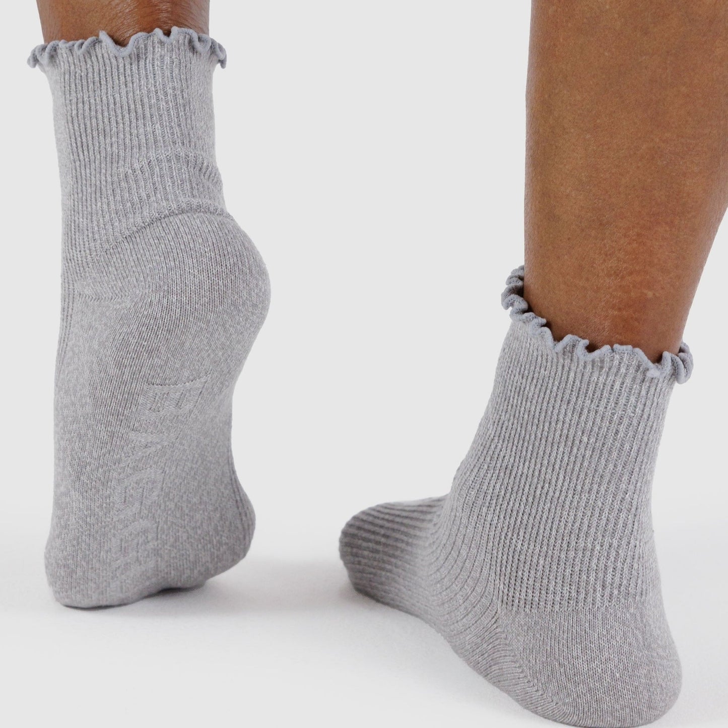 Lettuce Edge Sock Set of Two - HEATHER GREY & BLACK