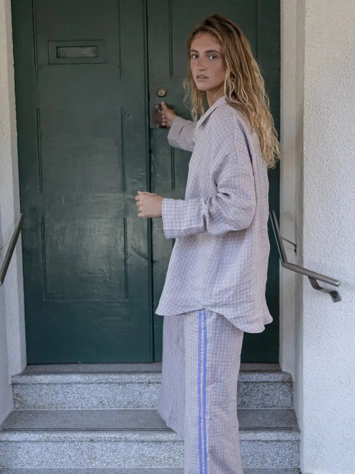 Locolinen Stripe pant | Lilac Check
