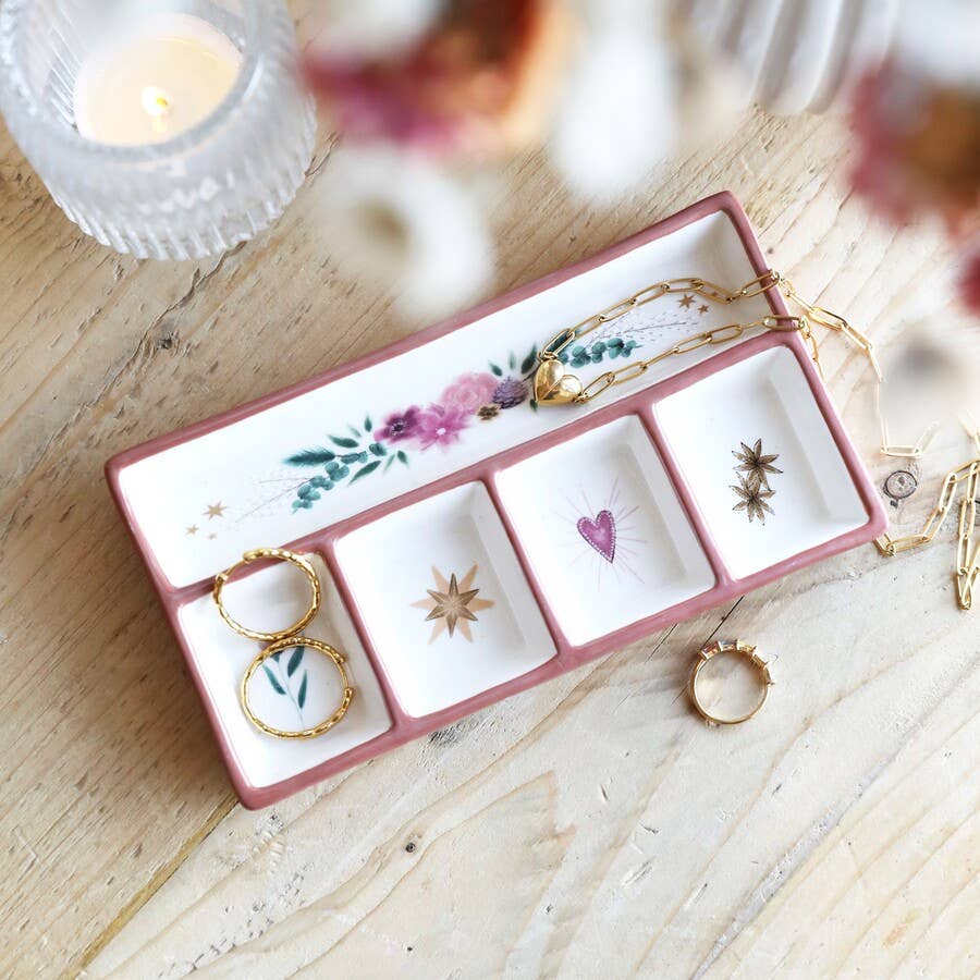 Trinkey Tray - Floral Heart Ceramic