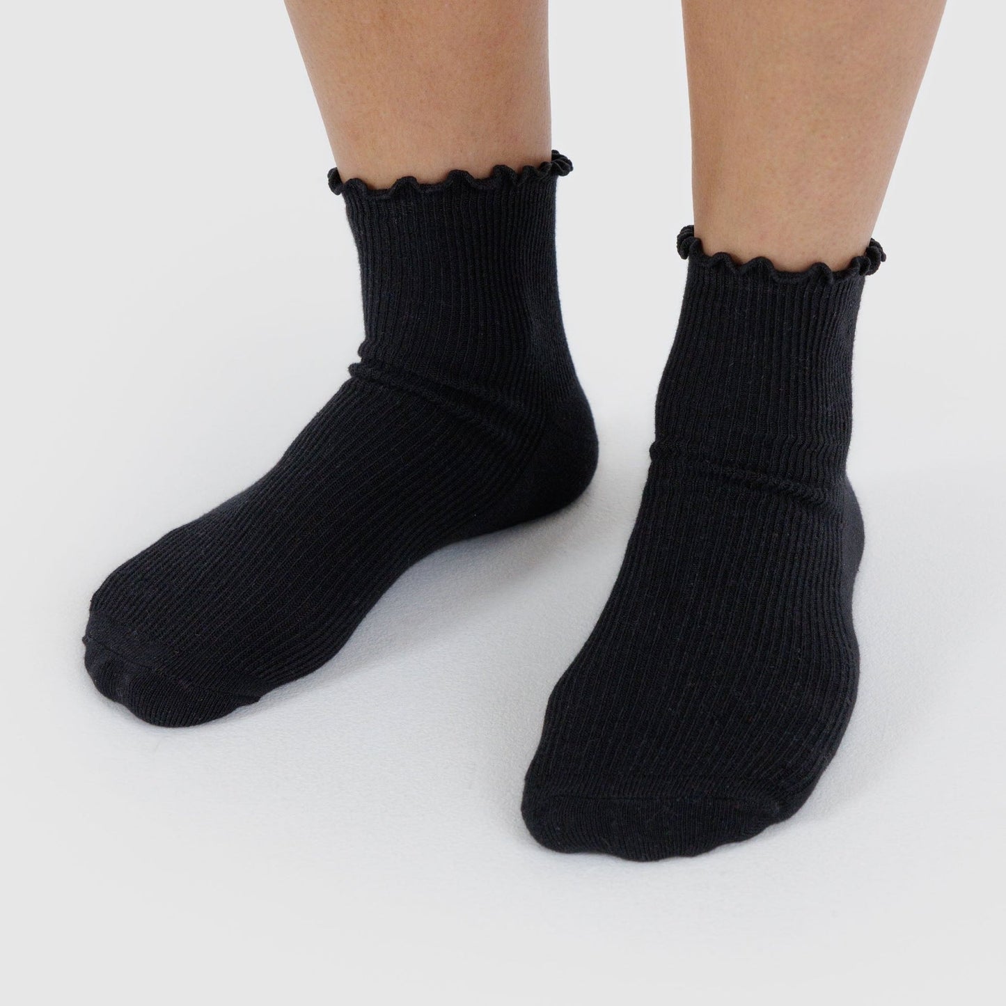 Lettuce Edge Sock Set of Two - HEATHER GREY & BLACK