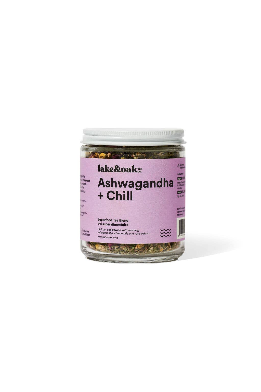Ashwagandha + Chill - Superfood Tea Blend: Pyramid Tea Bags - Retail Canister