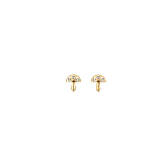 Earrings - Tiny Mushroom Crystal Stud