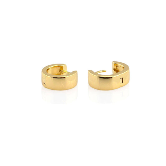 Earrings - Wide Hinged Huggie Hoop Earrings 18K Gold Vermeil