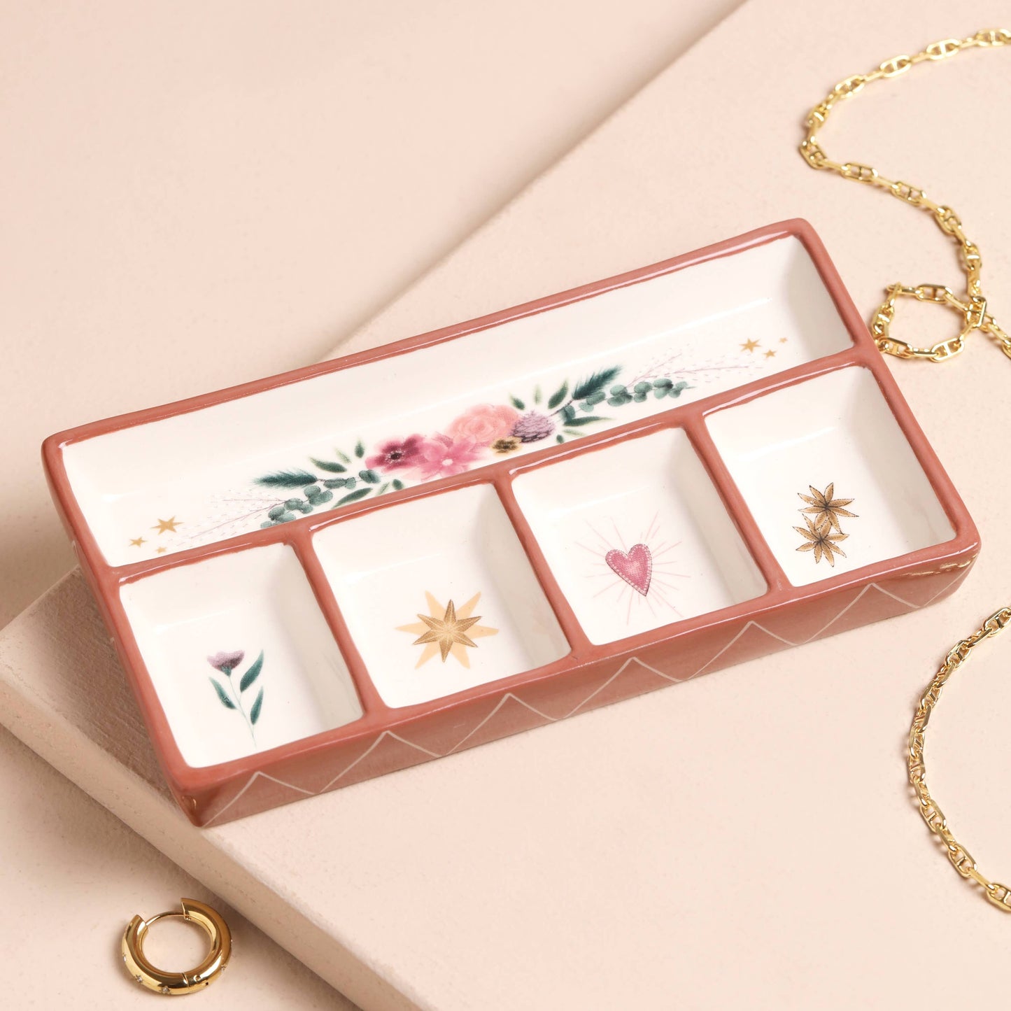 Trinkey Tray - Floral Heart Ceramic