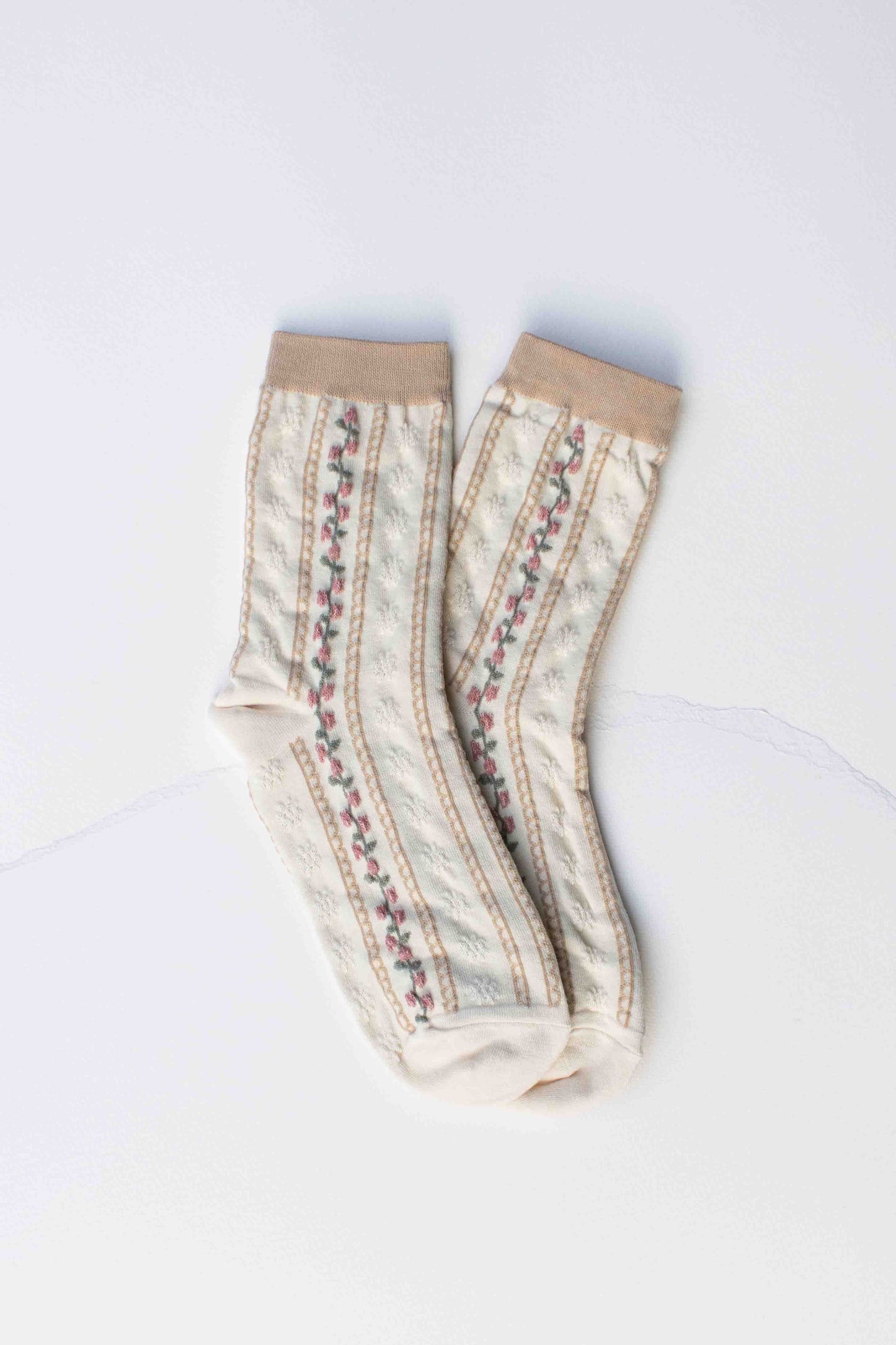 Vintage Stripe Floral - Cream/Beige
