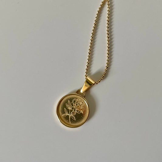 Necklace - Fleur De Pivione aka Peony - Gold