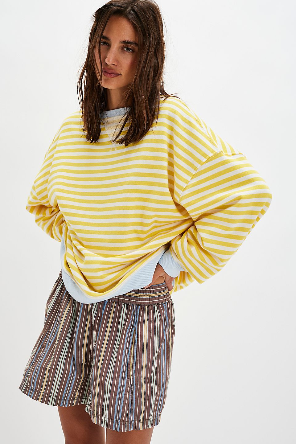Classic Striped Oversized Crewneck - Dandelion Combo
