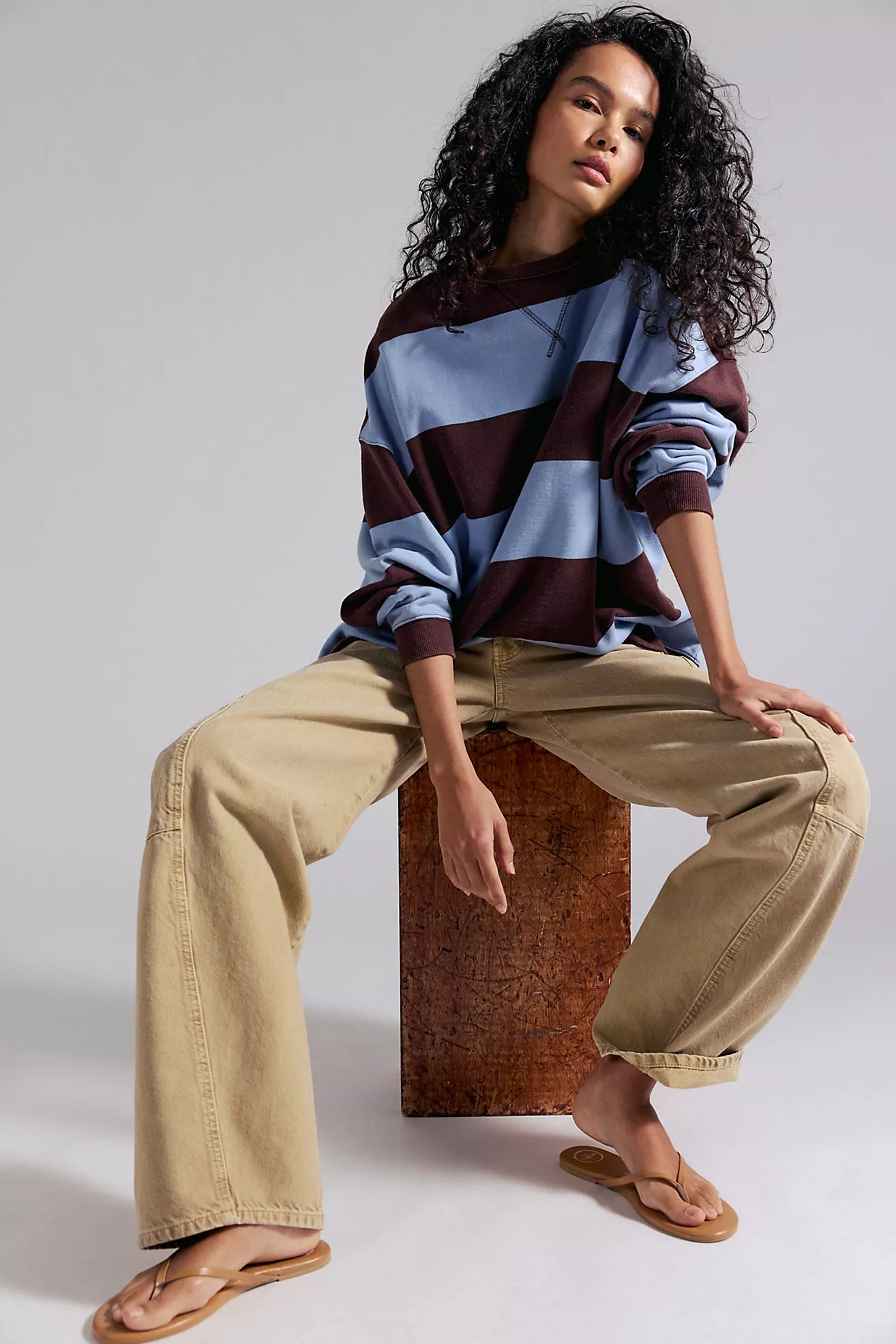 Free People Classic Striped Oversized Crewneck