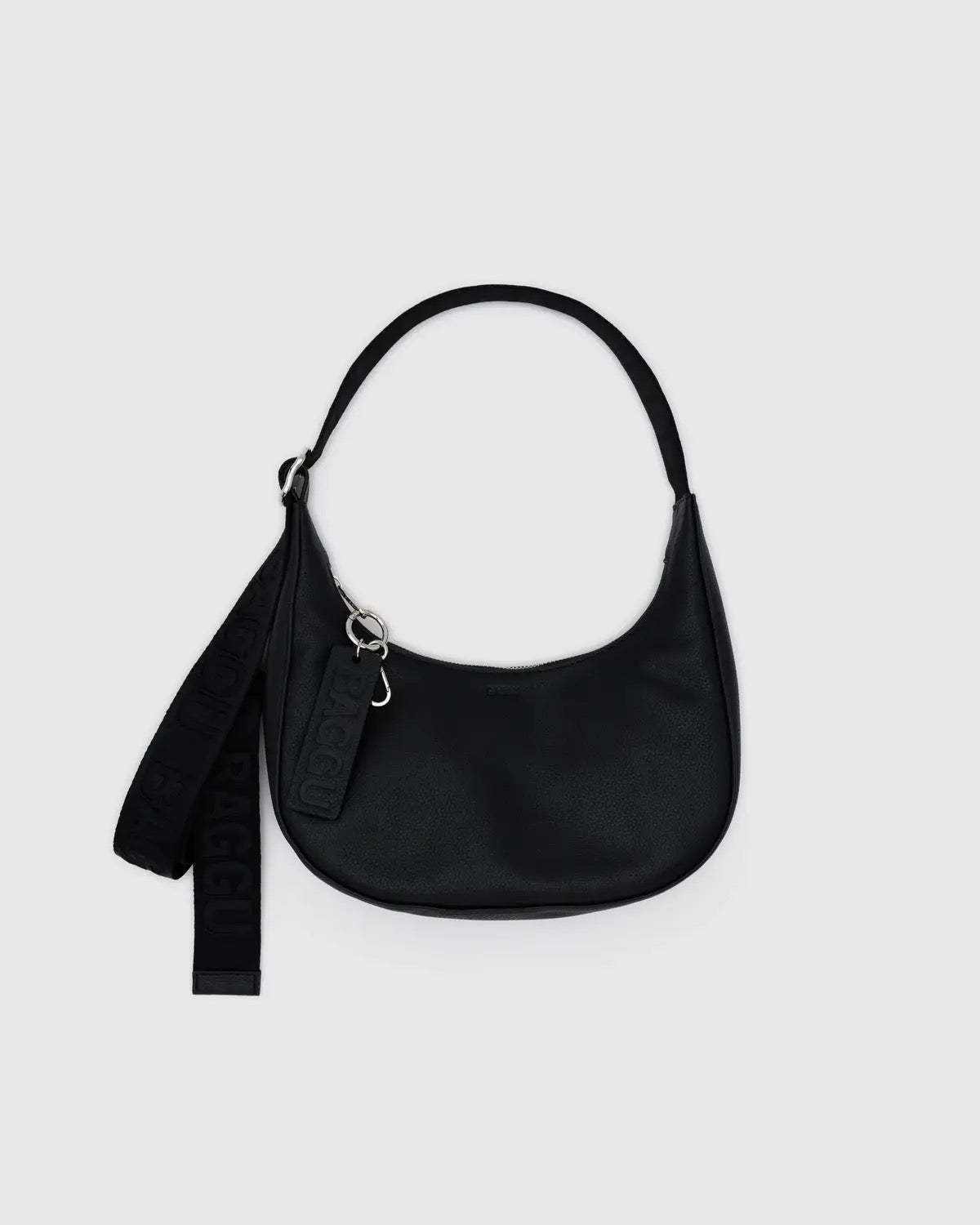 Leather Small Crescent Bag - Black