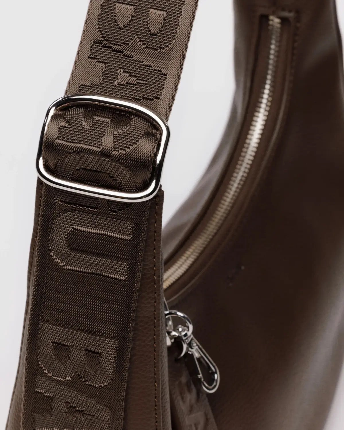 Leather Small Crescent Bag - Brown
