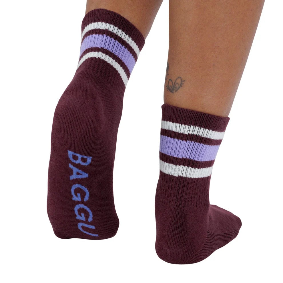 Ribbed Sock - Mahogany Stripe Mahogany Stripe