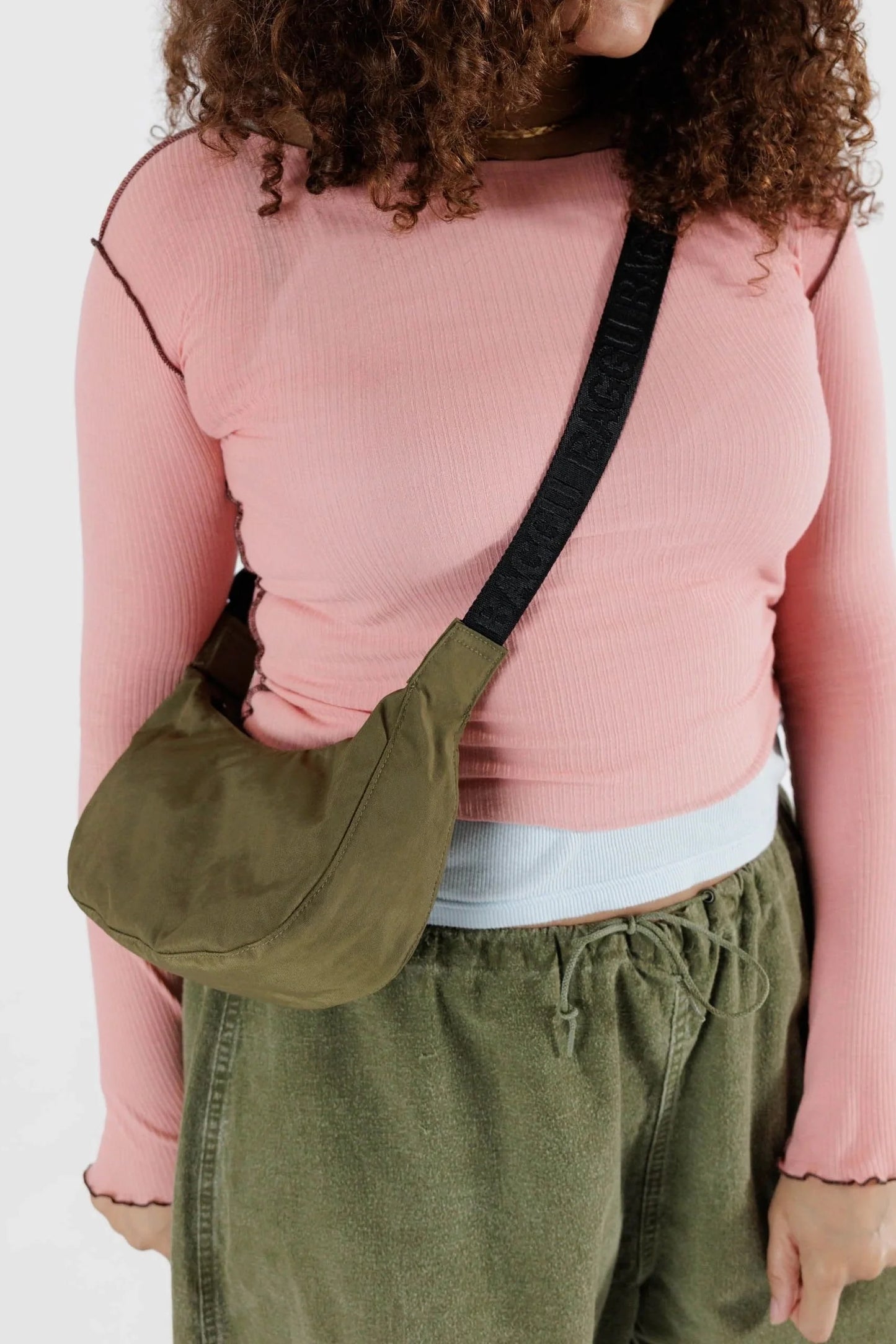 Small Nylon Crescent Bag - Seaweed