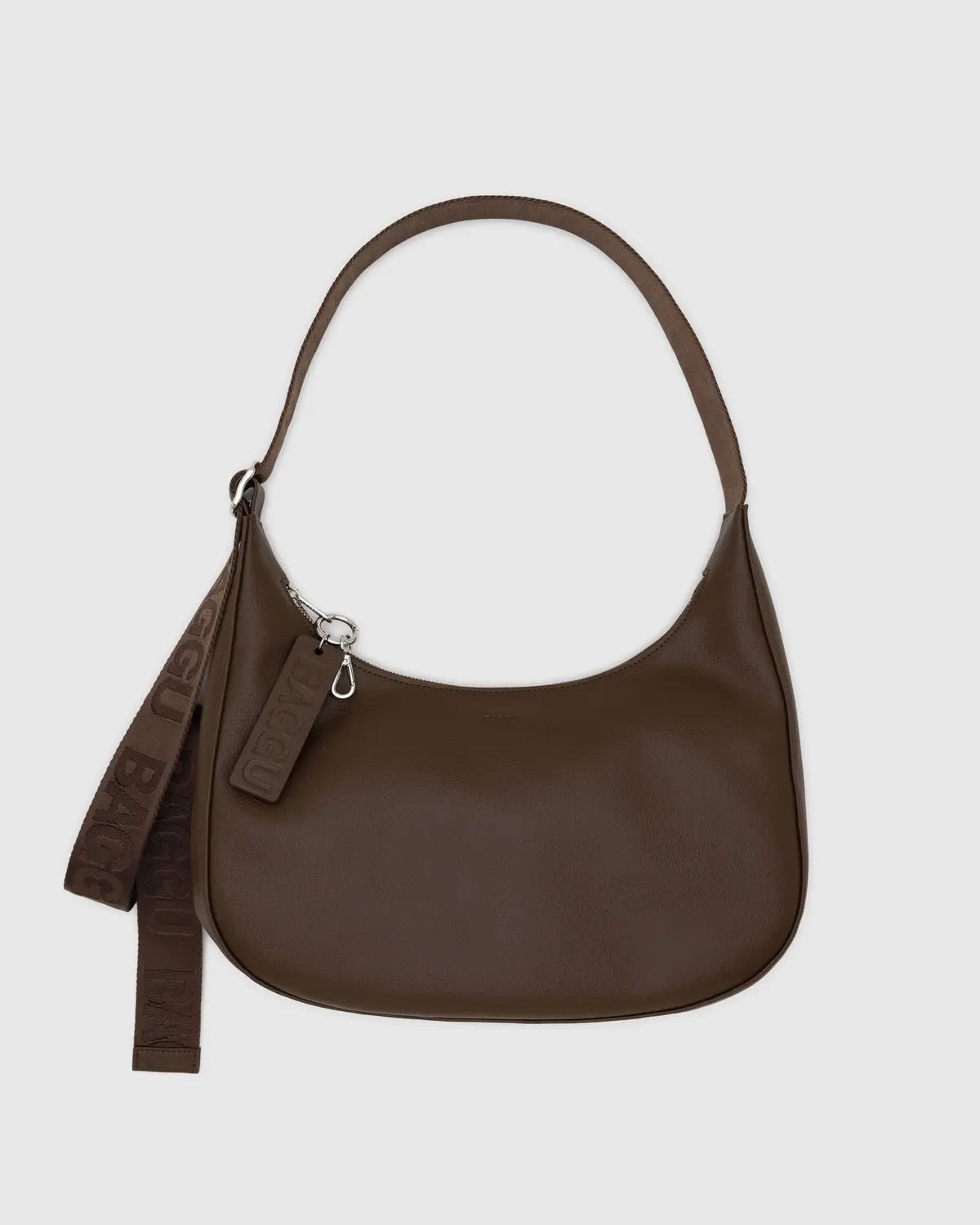 Leather Medium Crescent Bag - Brown