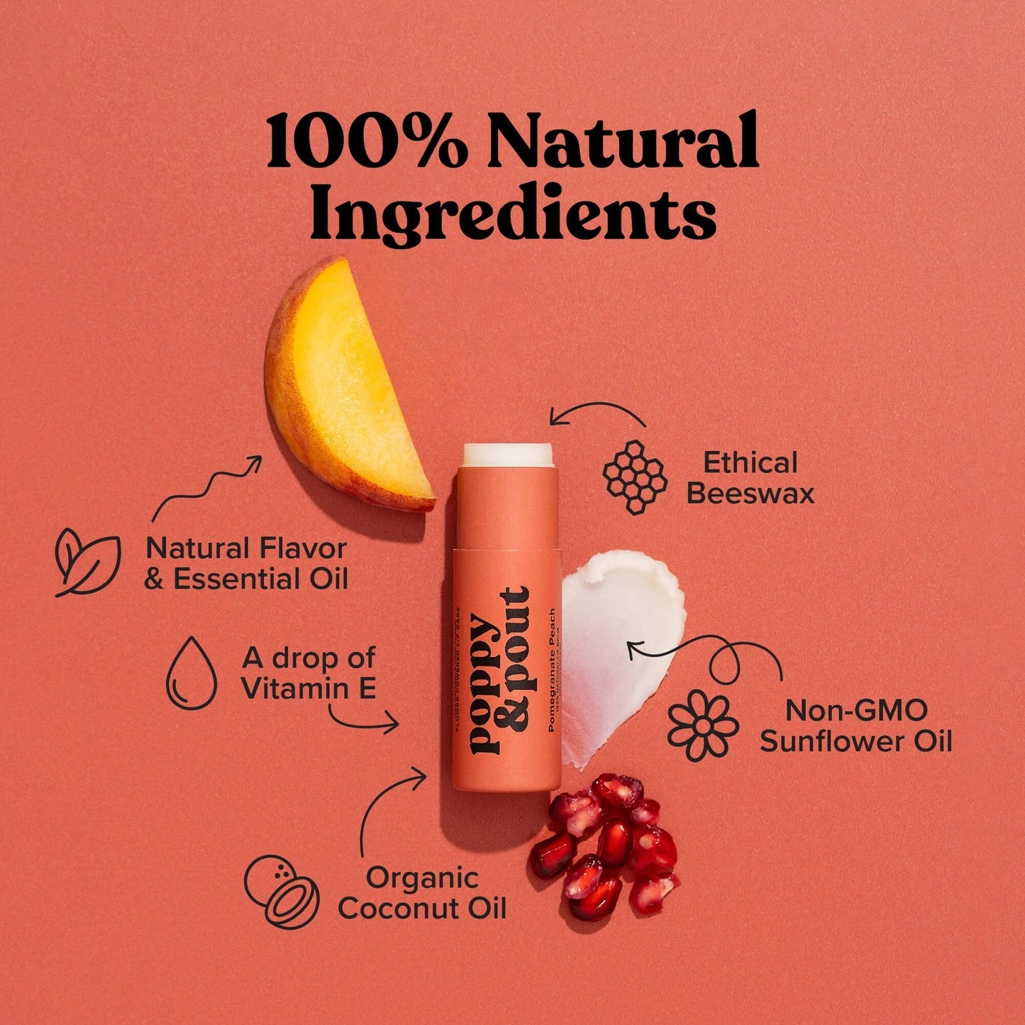 Poppy & Pout - Lip Balm - Pomegranate Peach