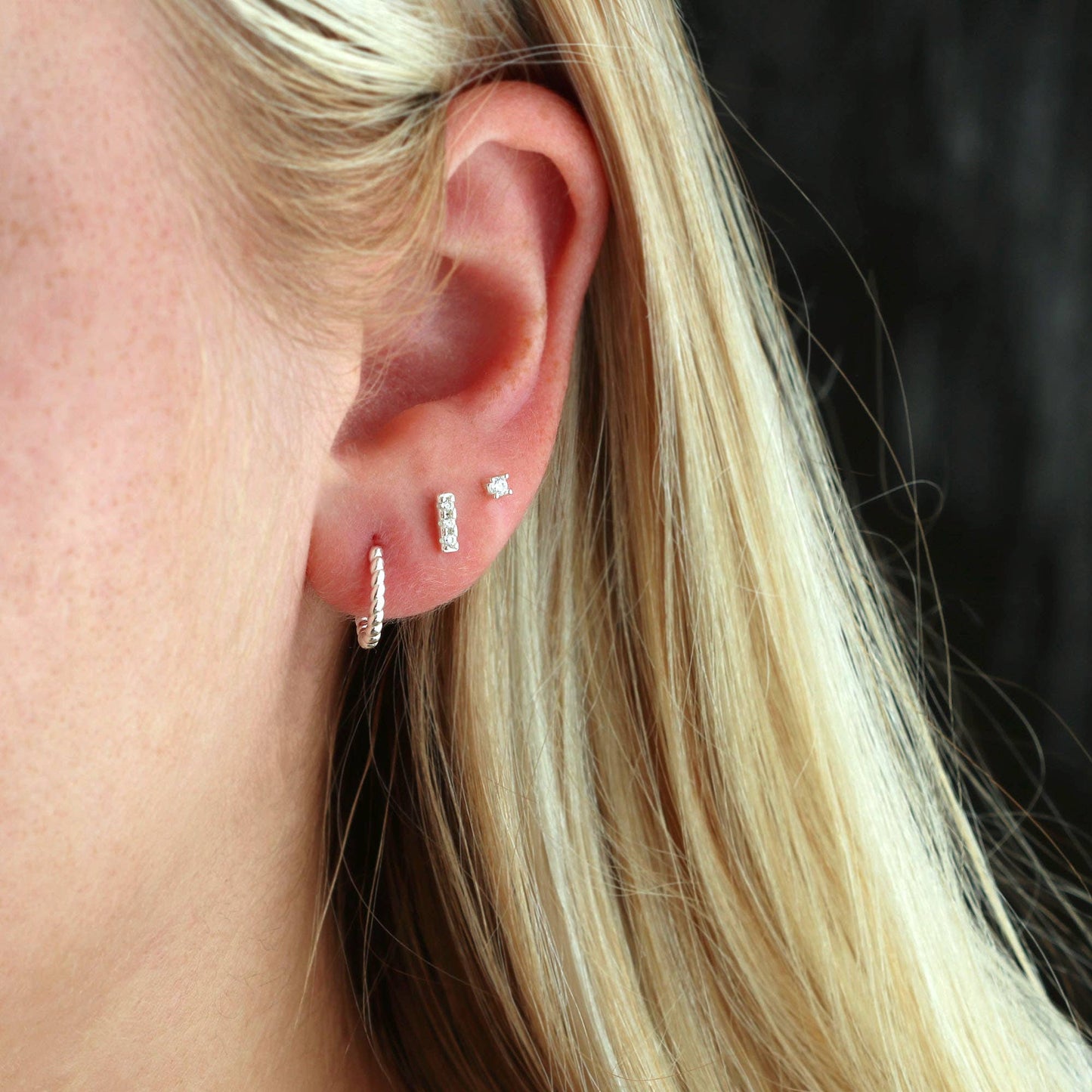 Earrings - Bar Dash Crystal Stud