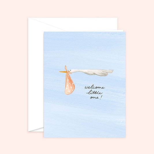 Welcome Little One Greeting Card | New Mom Baby Card: White