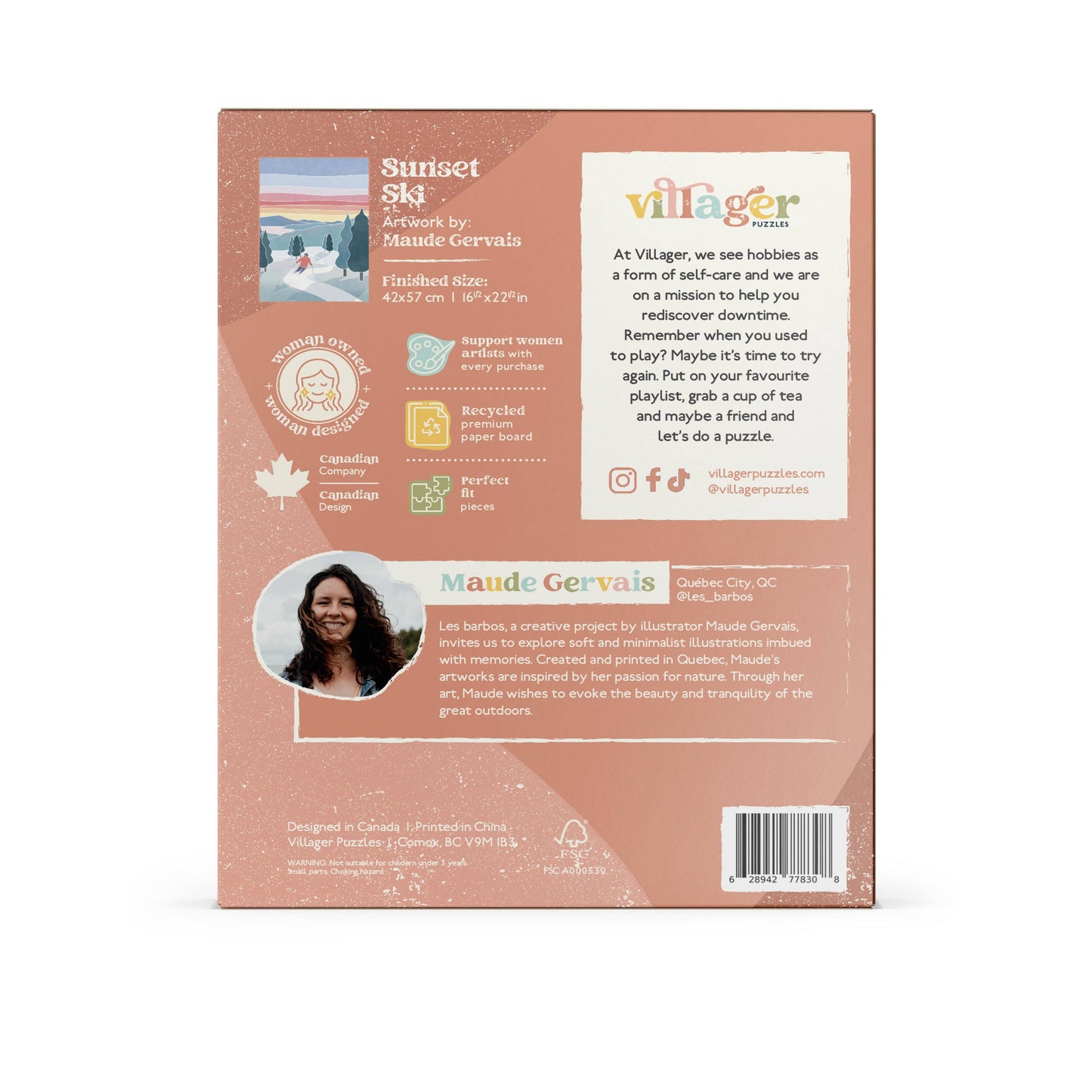 Villager Puzzles - Sunset Ski | 500-Piece Puzzle | Designed in Quebec Canada
