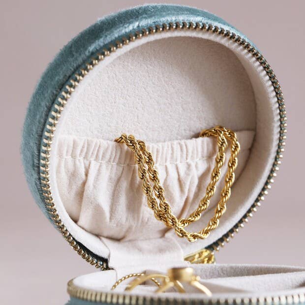Jewellery Case - Mint Green Velvet