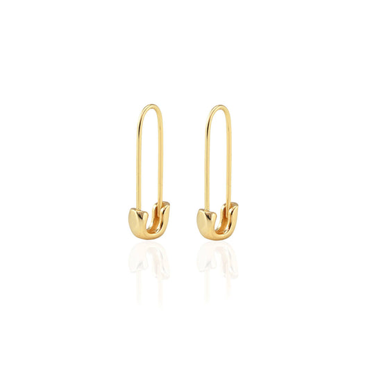 Earrings - Safety Pin Hoop Earrings 18K Gold Vermeil