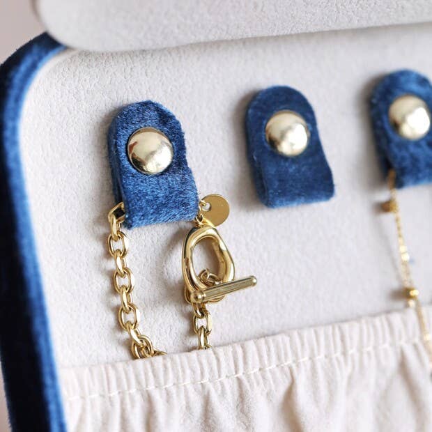 Jewellery Case - Navy Blue Velvet