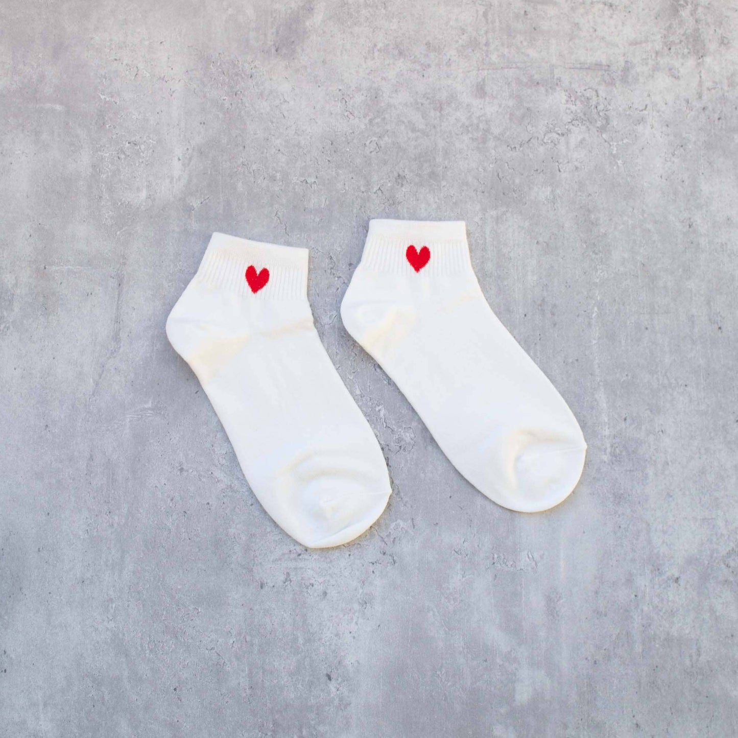 Mini Heart Socks - White/Red