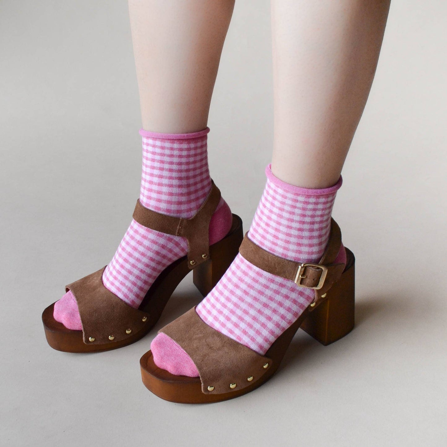 Picnic Mid Crew Socks: Mauve
