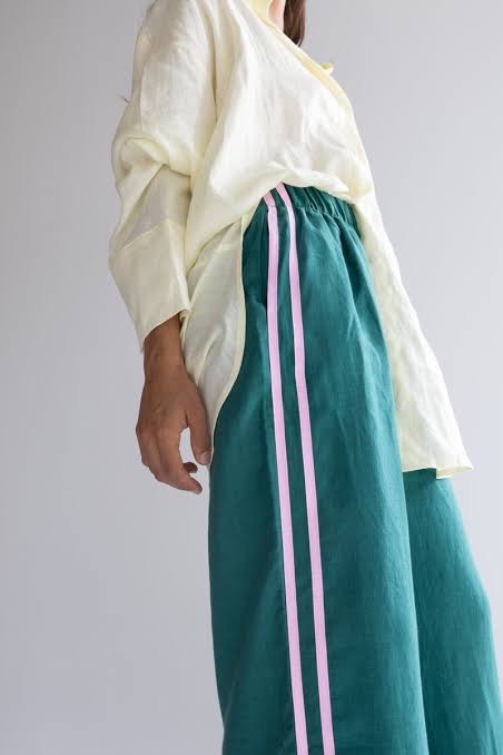 Locolinen Stripe pant | Bottle Green