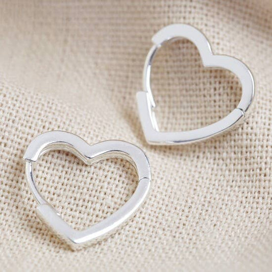 Earrings - Small Heart Hoop - Silver