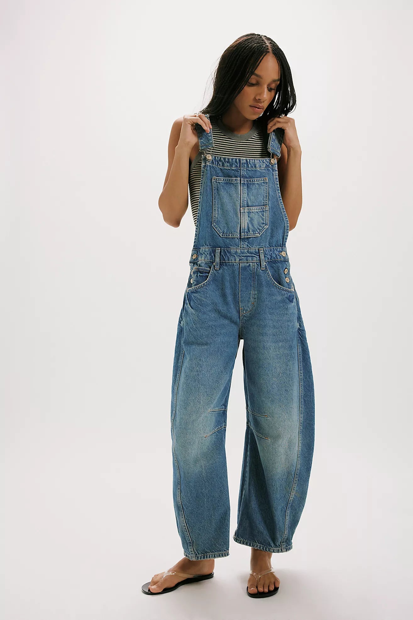 Free People Good Luck Barrel Overalls