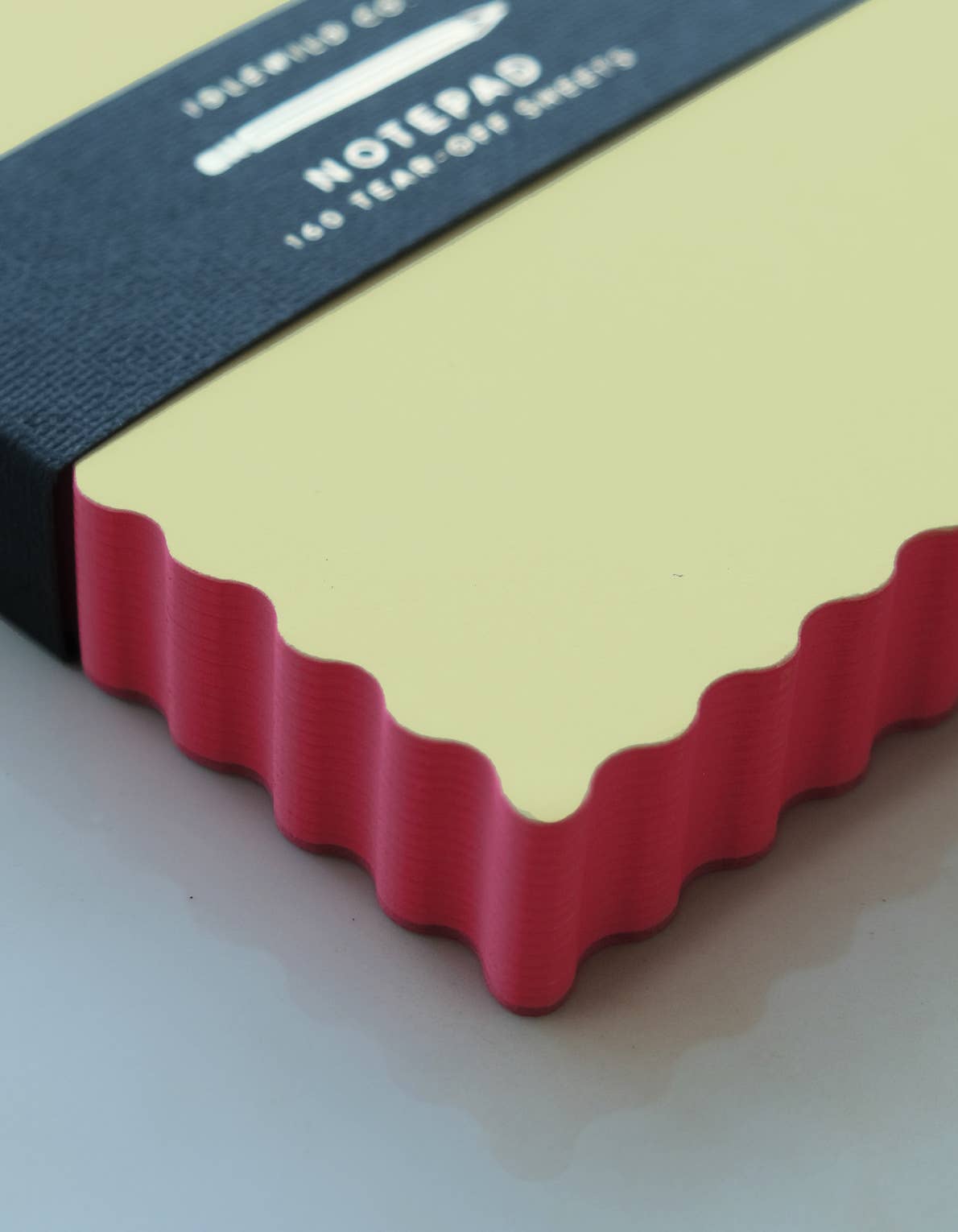 Notepad - Mini Wave Shaped | Citron + Hot Coral Edge