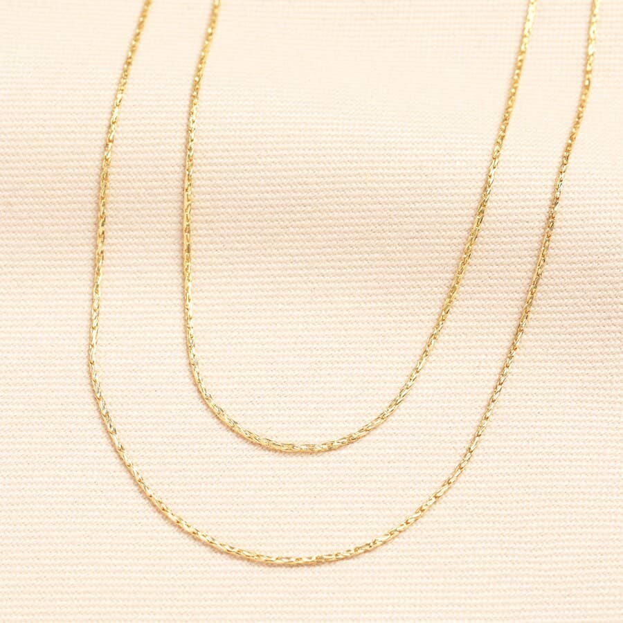 Necklace - Gold Double Layer Sparkle Snakechain