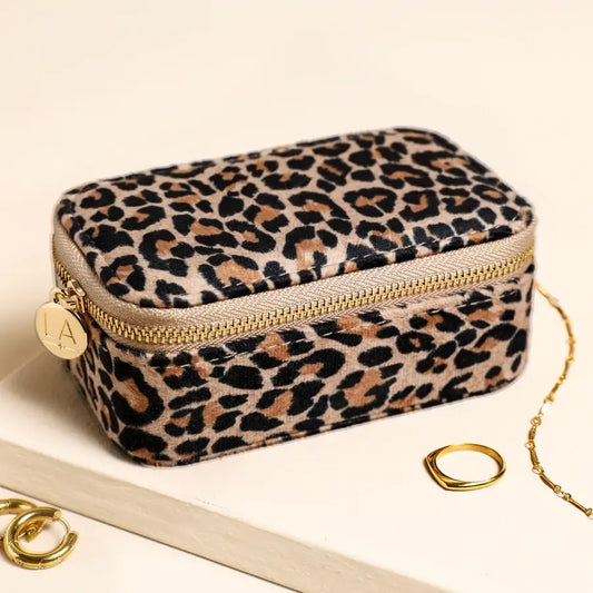 Jewellery Case - Leopard Print Velvet Rectangular