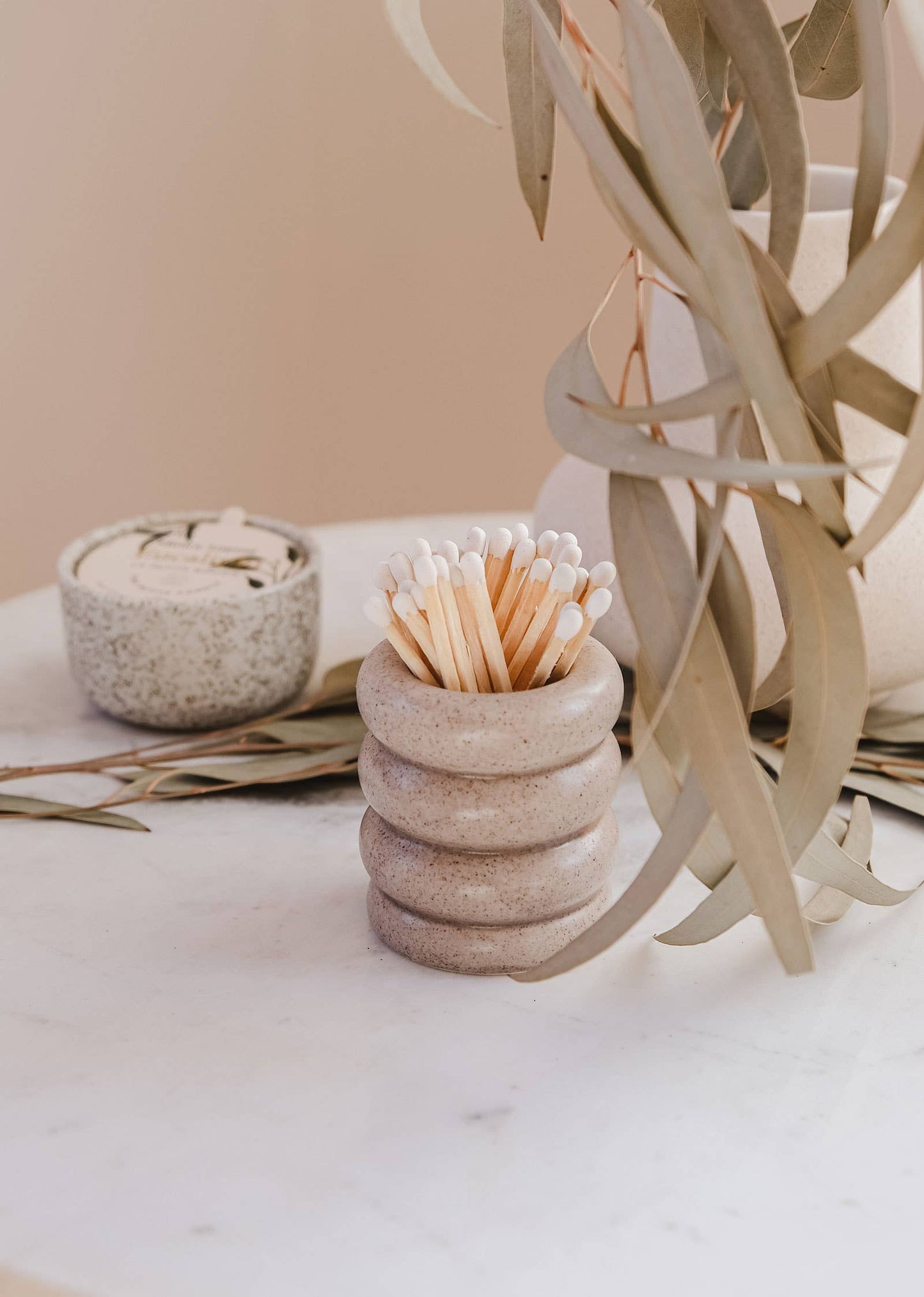Ceramic match pot: White