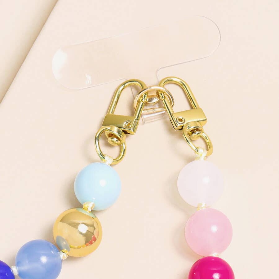 Rainbow Beaded Phone Charm Wrist Strap Chain