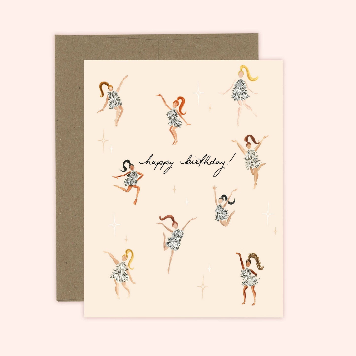 Birthday Disco Girls Card: White