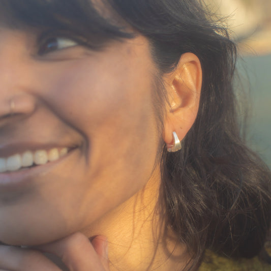 Lisa Fletcher - Meridian Silver Huggie Hoops