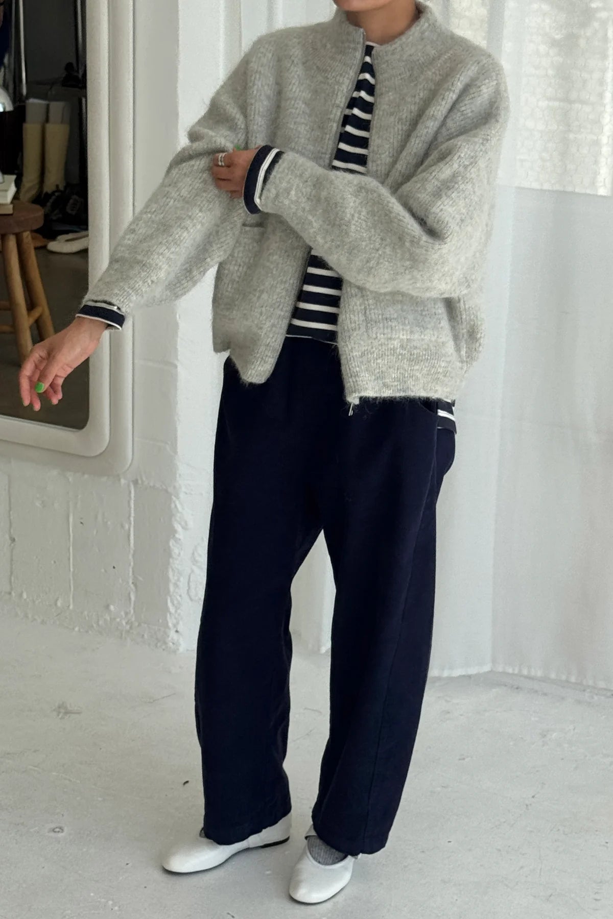 Le Bon Alpaca zip front knit