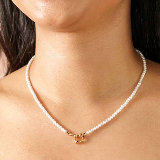 Stainless Steel Pearl Toggle Necklace
