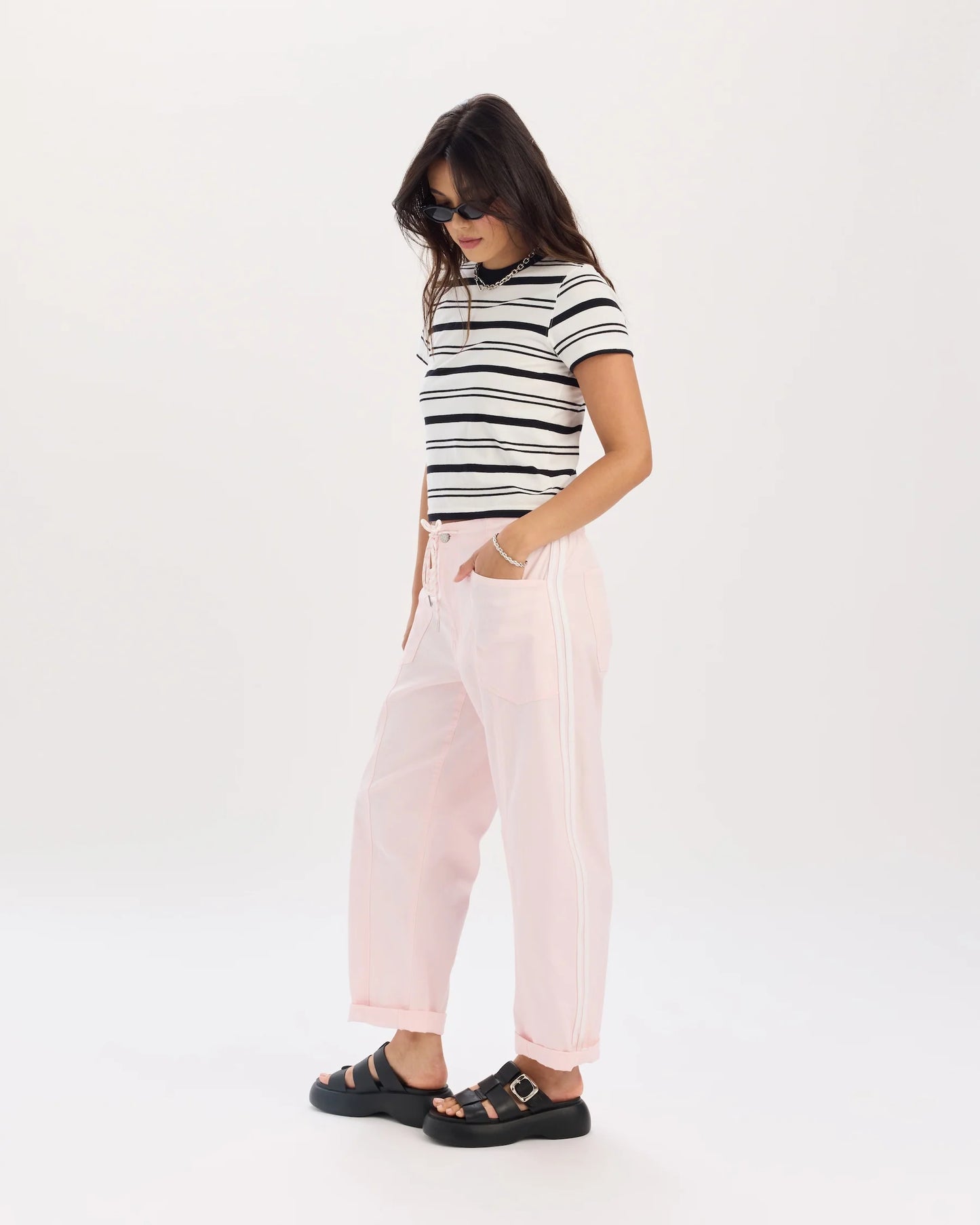 Daze Villa Barrel Pant | Pink Stripe
