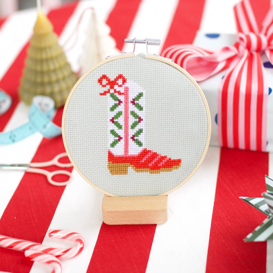 Cross Stitch Kit - Christmas Cowboy Boot