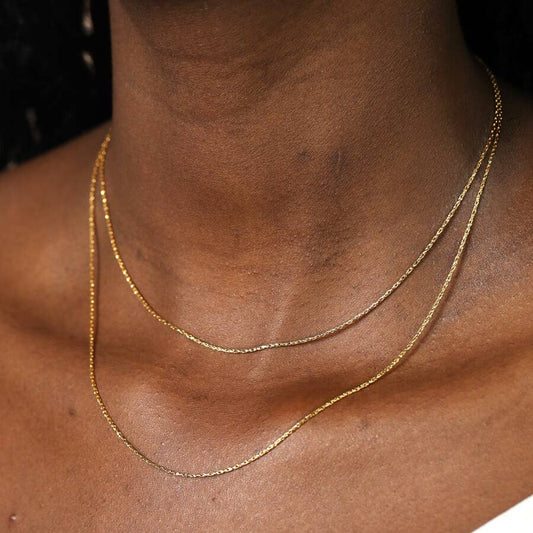 Necklace - Gold Double Layer Sparkle Snakechain
