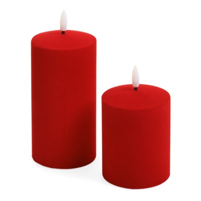 LED Pillar Velvet Candle - Red